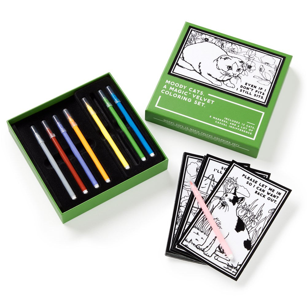 MOODY CATS MAGIC VELVET COLORING SET