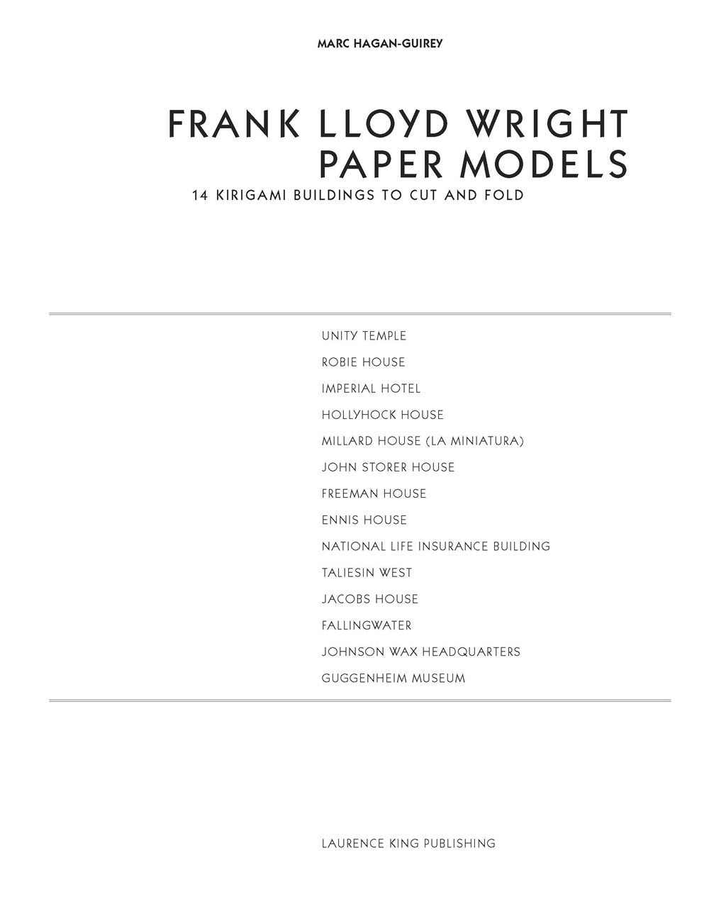 FRANK LLOYD WRIGHT PAPER MODELS