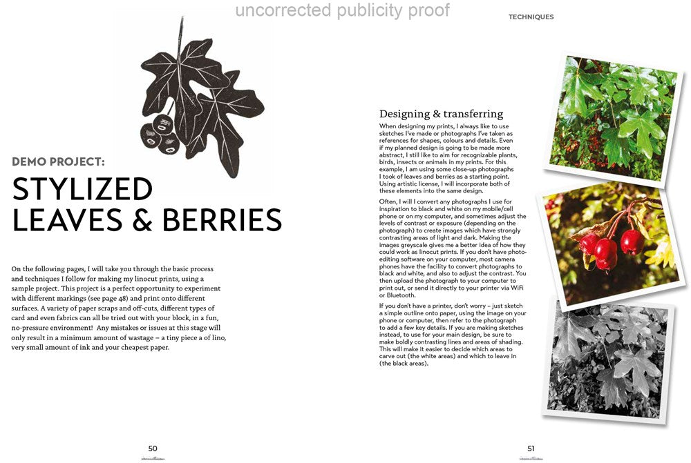 NATURE IMPRINTED: A COMPLETE GUIDE TO LINO PRINTING WITH 10 NATURE INSPIRED DESIGNS