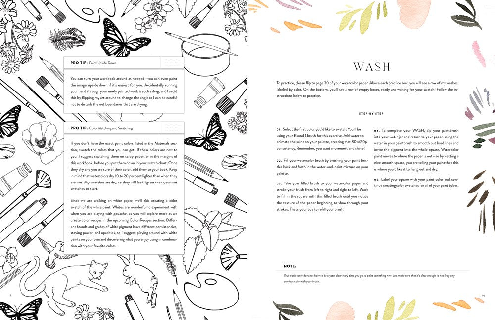 WATERCOLOR WORKBOOK 2: FLOWERS, FEATHERS, & ANIMAL FRIENDS