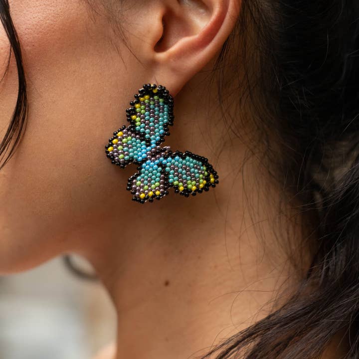 CHRYSALIS NATIVE BEADED BUTTERFLY EARRINGS