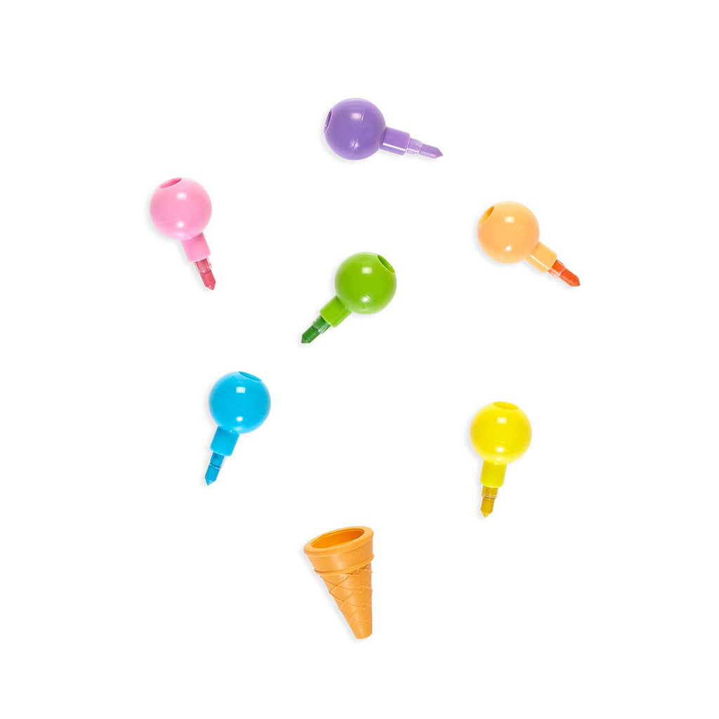 RAINBOW SCOOPS STACKING CRAYONS + SCENTED ERASER