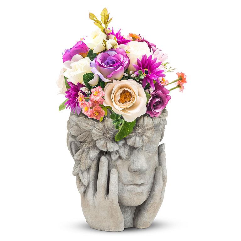WOMAN WITH FLOWER HALO PLANTER