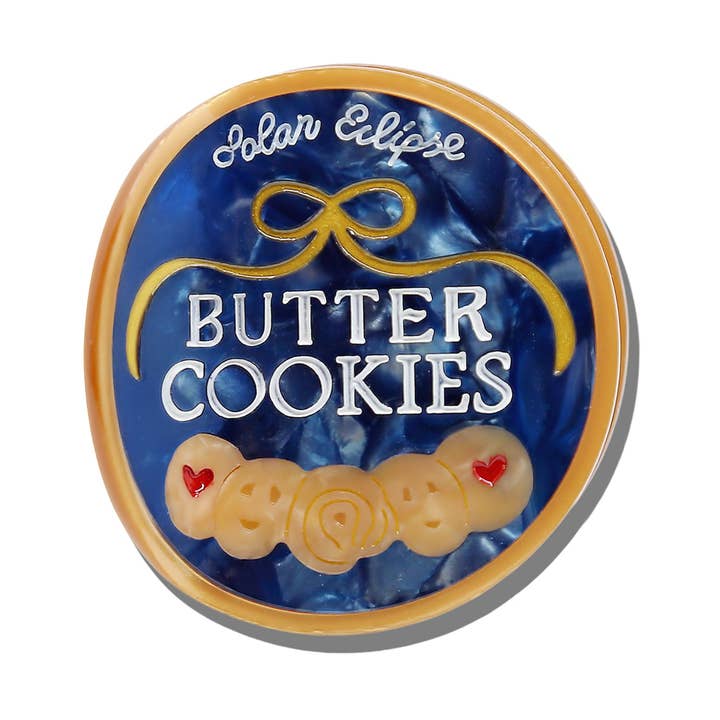 HAND-PAINTED BUTTER COOKIE TIN CLAW HAIR CLIP