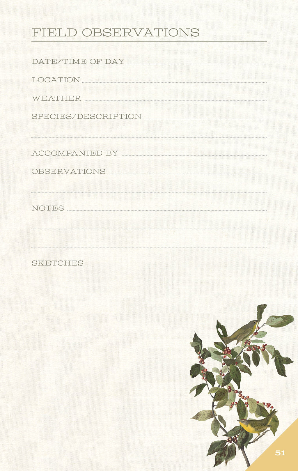 JOHN JAMES AUDUBON BIRDER'S JOURNAL