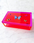 NEON PINK & ORANGE BUTTERFLY KEEPSAKE BOX