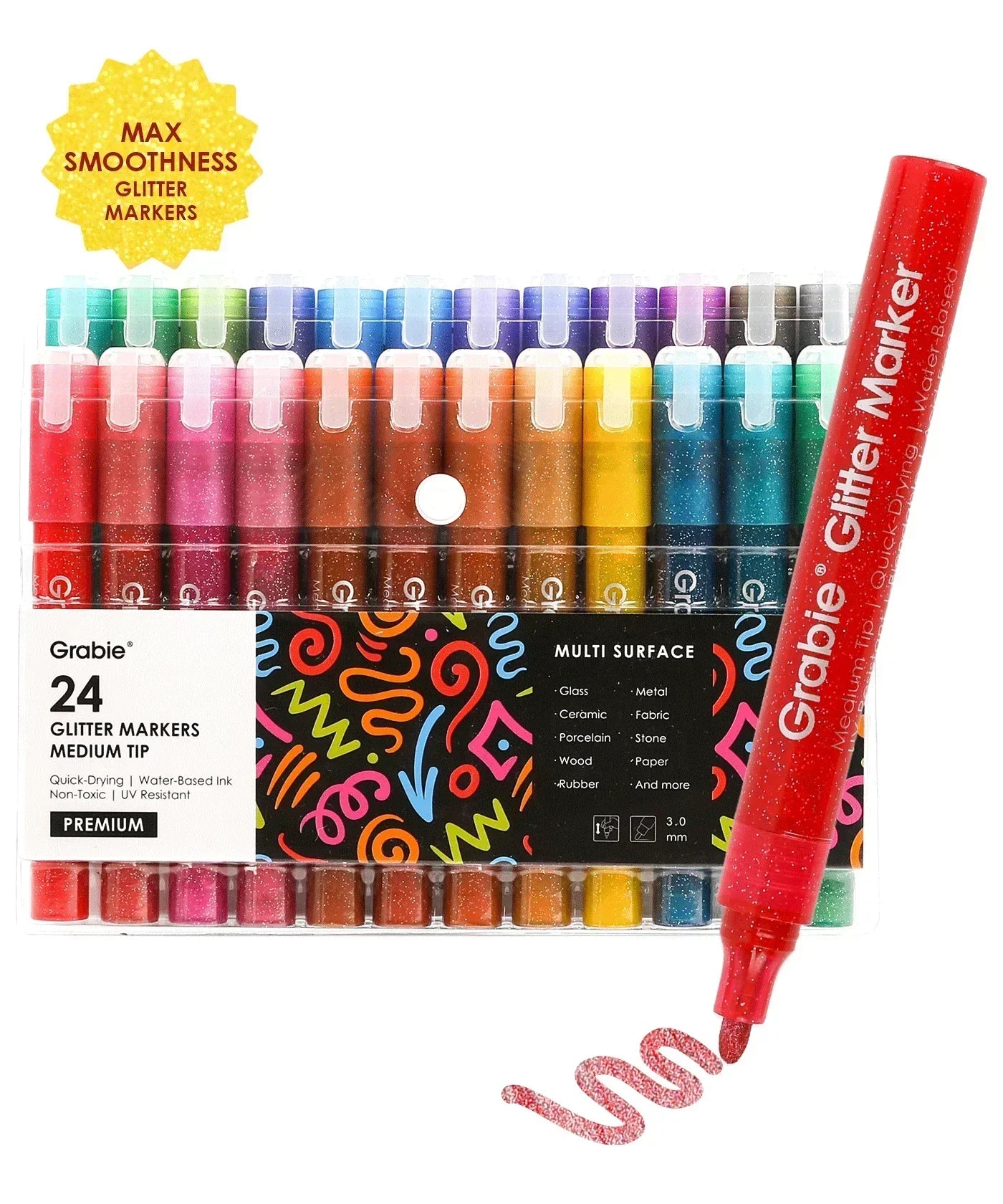 IRIDESCENT GLITTER ACRYLIC PAINT MARKER (SET OF 24)