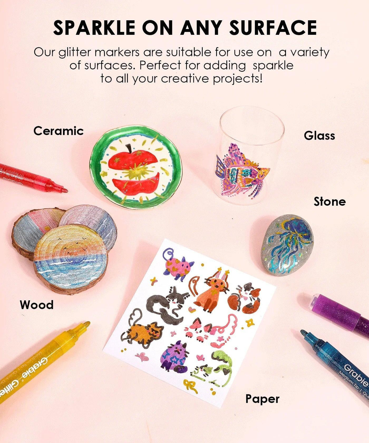 IRIDESCENT GLITTER ACRYLIC PAINT MARKER (SET OF 24)