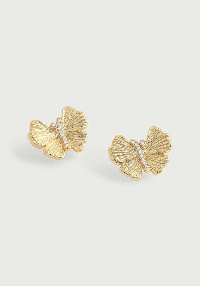 AA BUTTERFLY STUD GOLD EARRINGS