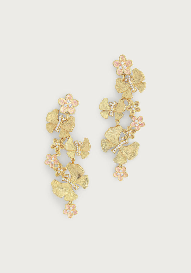 AA BUTTERFLY WITH FLOWERS DANGLE EARRINGS