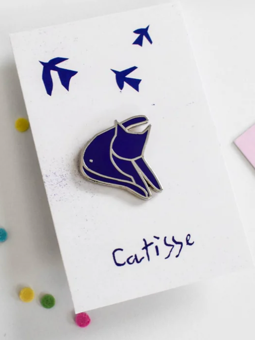 CATISSE BLUE CAT ARTIST ENAMEL PIN