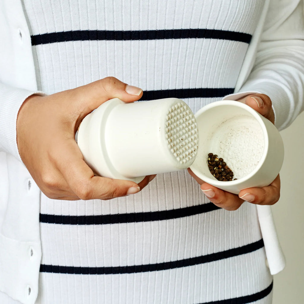 HERB GRINDER + LARGE WHITE JAR