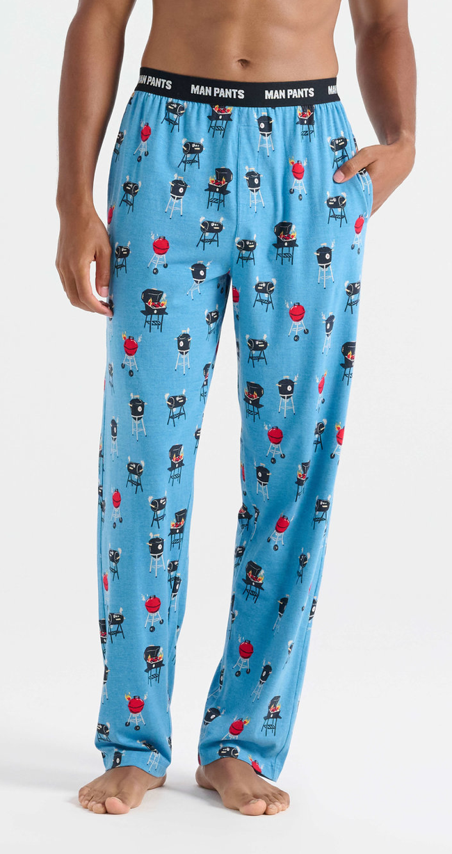FLAMING BBQS MAN PANTS BLUE