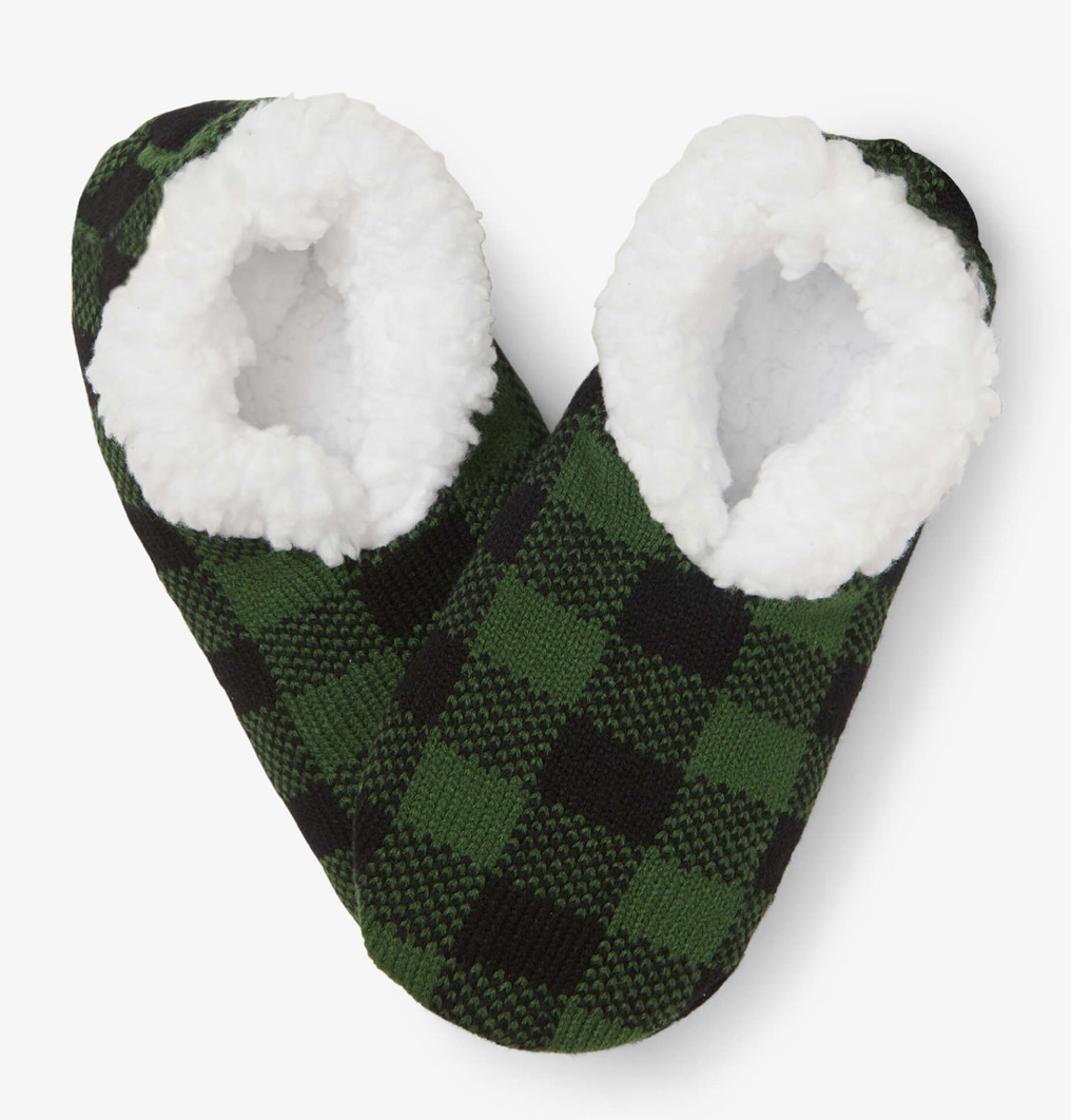 FOREST GREEN PLAID WOMEN'S WARM AND COZY SLIPPERS