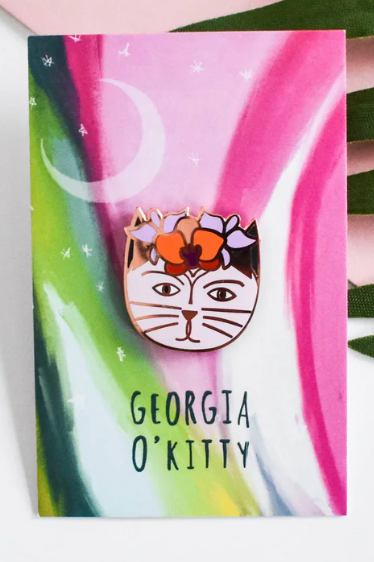 GEORGIA O'KITTY CAT ARTIST ENAMEL PIN