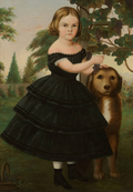 PORTRAIT OF A GIRL AND HER DOG POSTCARD