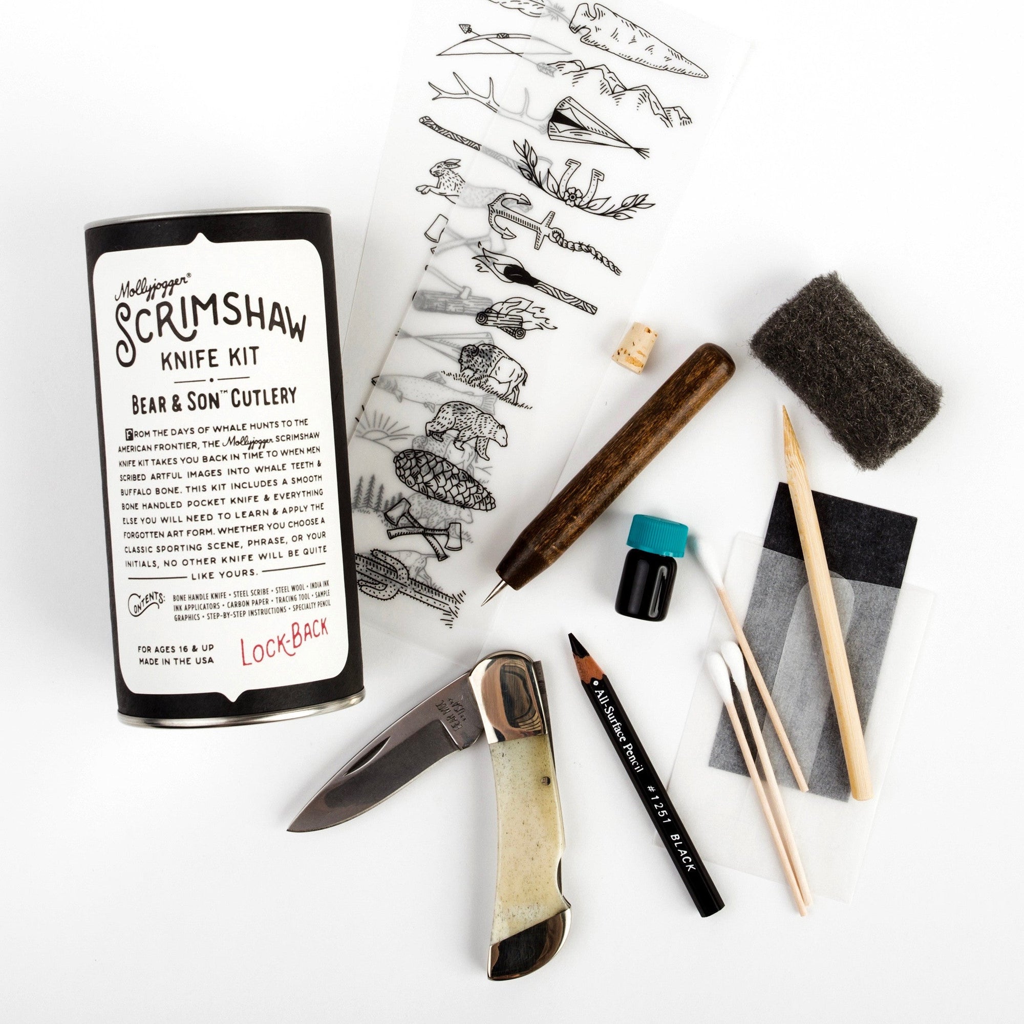 BEAR & SON SCRIMSHAW KIT (LOCKBACK)