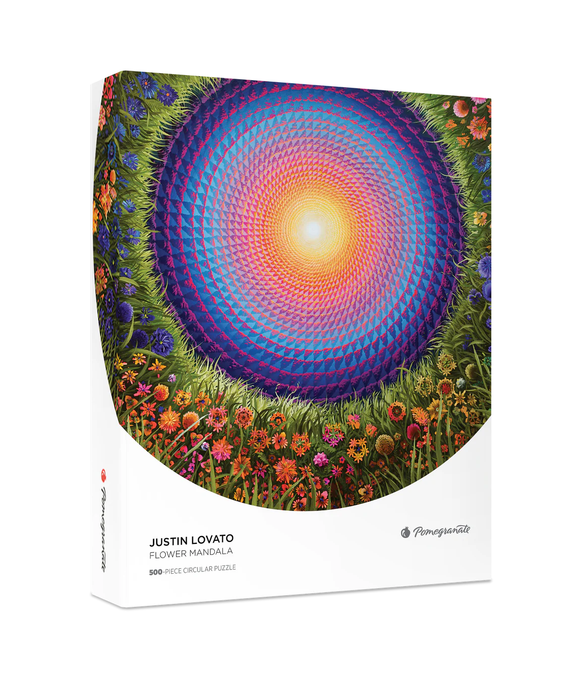 JUSTIN LOVATO: FLOWER MANDALA 500 PIECE CIRCULAR JIGSAW PUZZLE