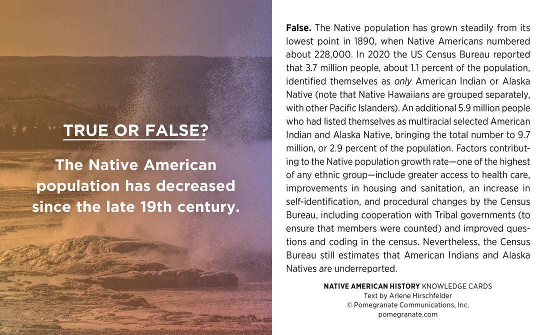 NATIVE AMERICAN HISTORY KNOWLEDGE CARDS