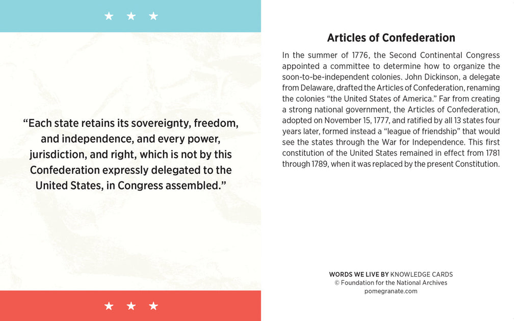WORDS WE LIVE BY: AMERICAN HISTORICAL DOCUMENTS KNOWLEDGE CARDS