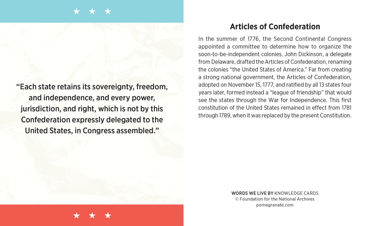 WORDS WE LIVE BY: AMERICAN HISTORICAL DOCUMENTS KNOWLEDGE CARDS