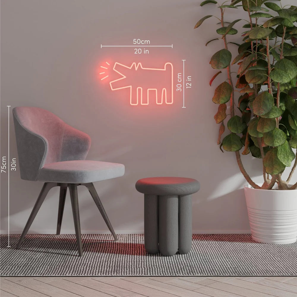 BARKING DOG, KEITH HARING NEON LIGHT