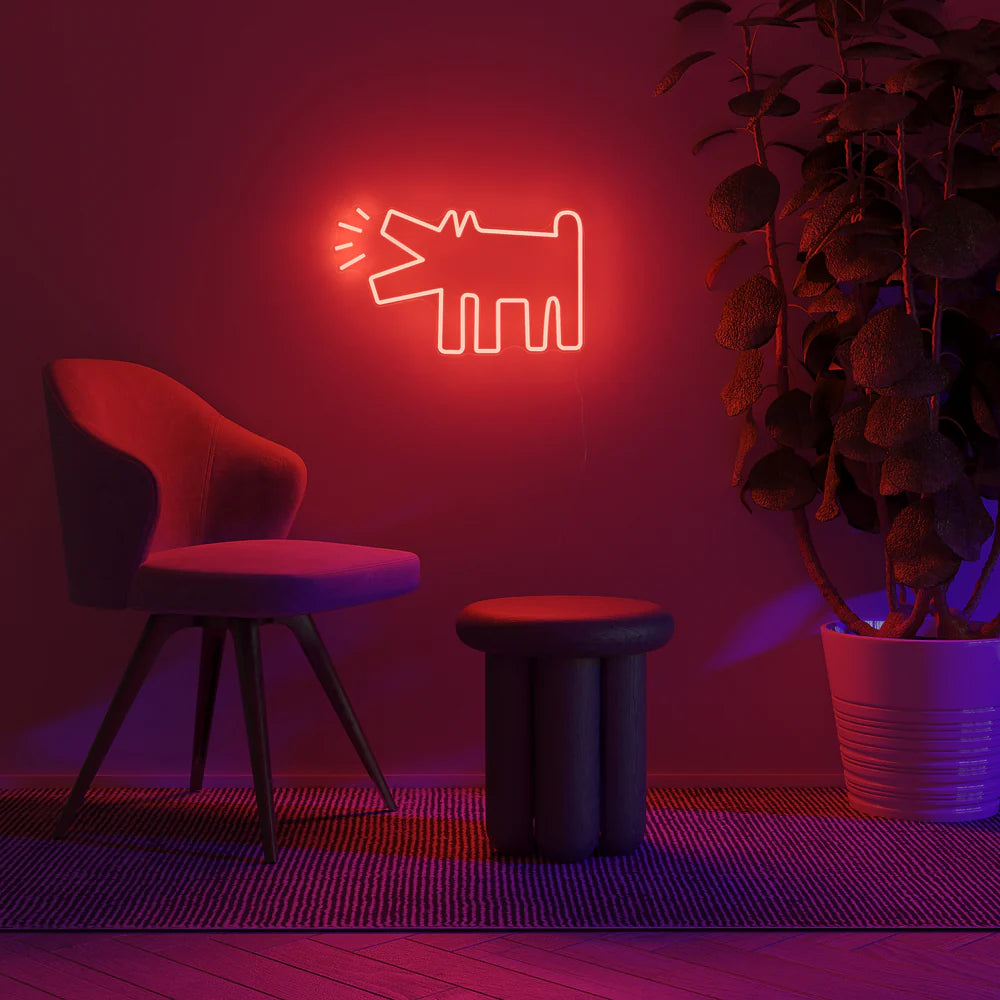 BARKING DOG, KEITH HARING NEON LIGHT