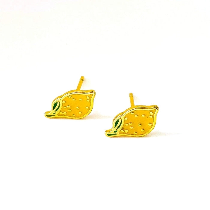 18K GOLD LEMON ENAMEL EARRINGS