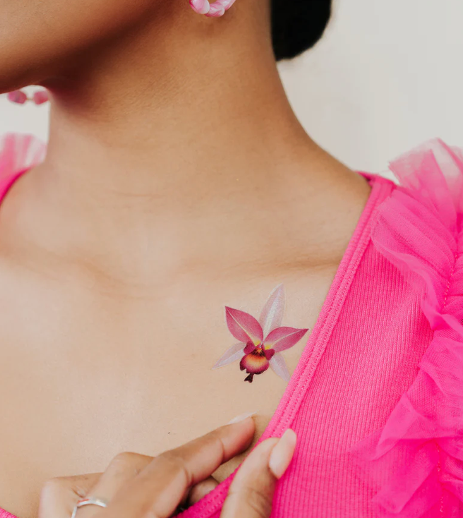 PINK ORCHID TATTOO PAIR