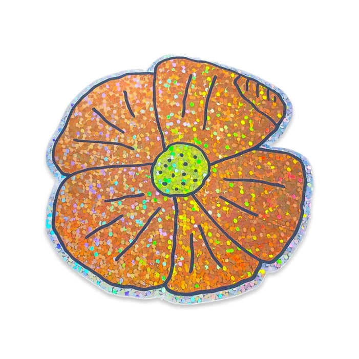 GLITTER POPPY STICKER