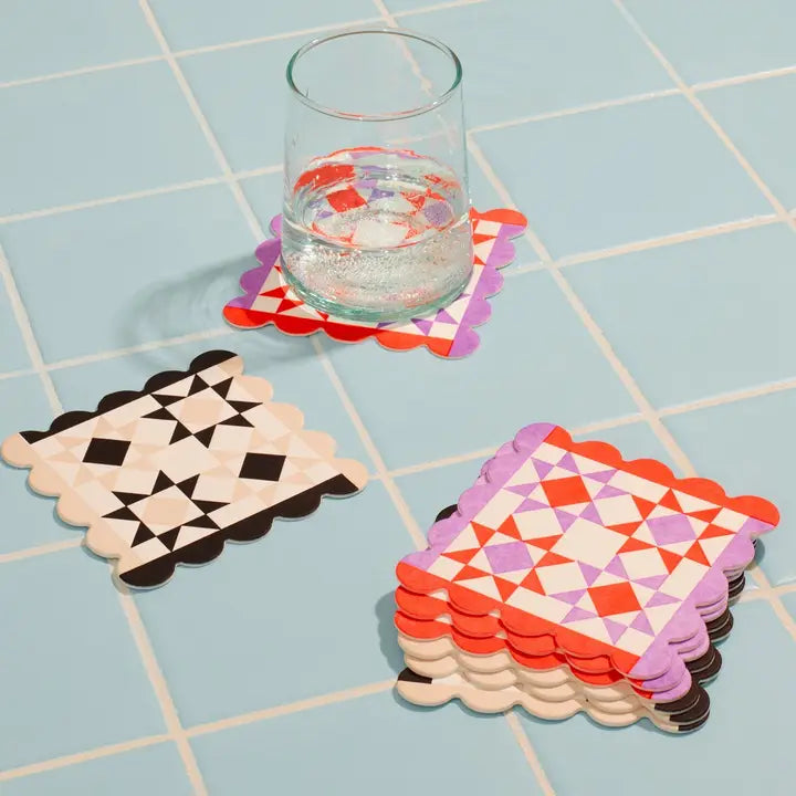 MOD QUILT SCALLOPED COASTER SET