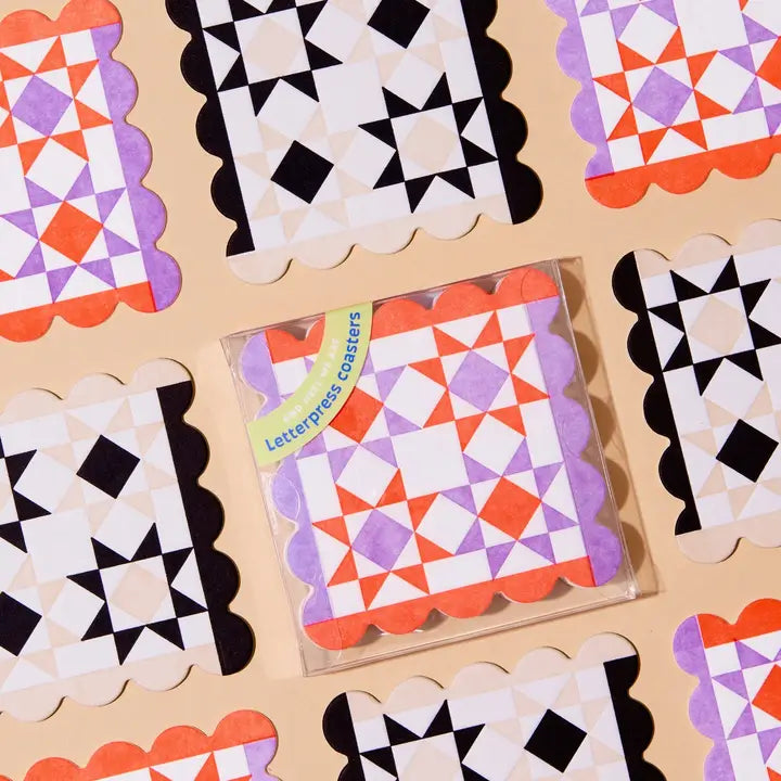 MOD QUILT SCALLOPED COASTER SET