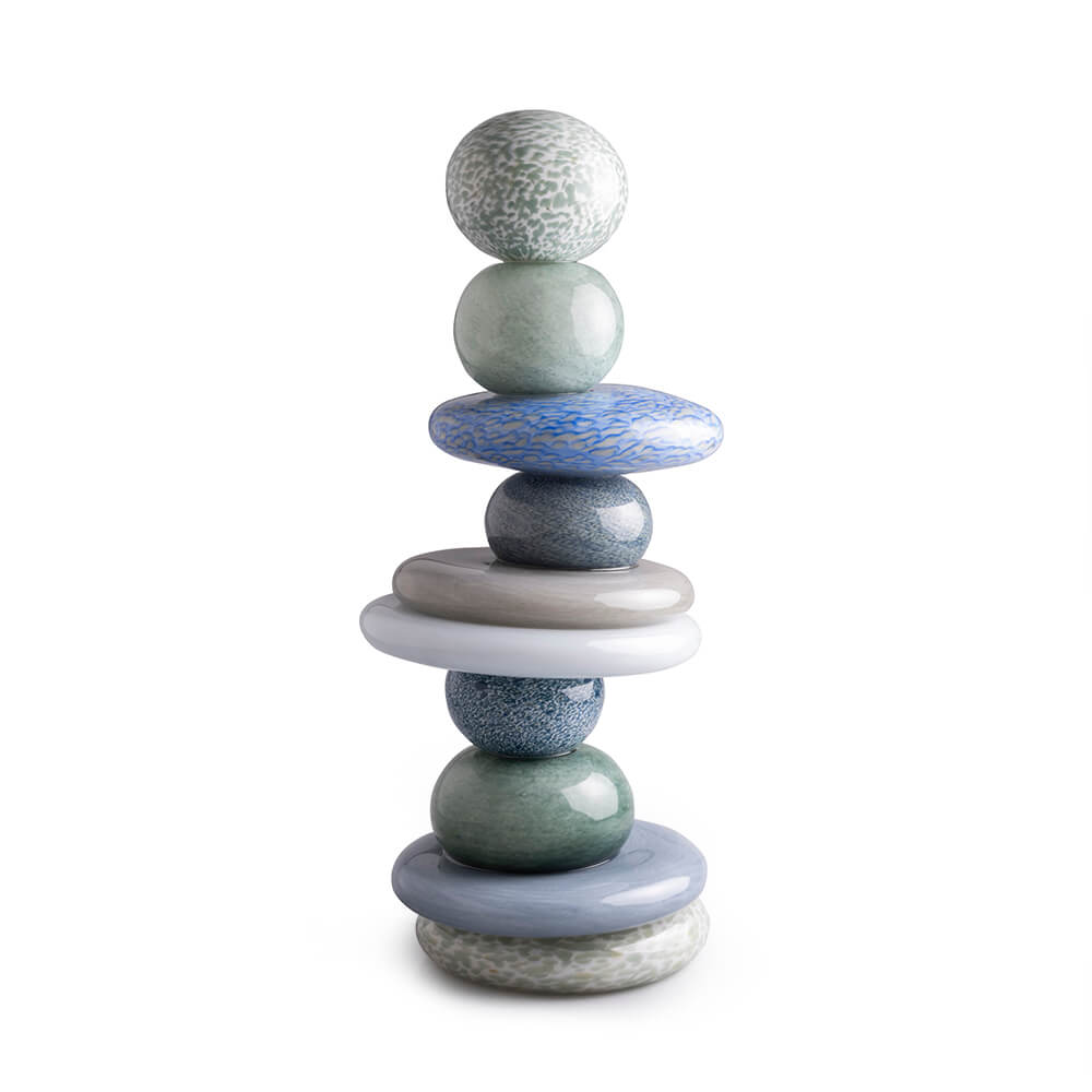 POHACU STACKED 10 STONE GLASS SCULPTURE