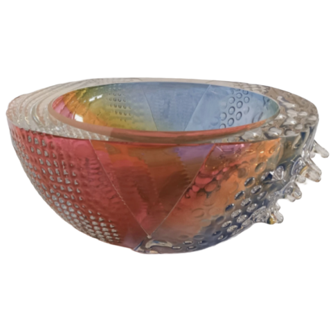 LEON APPLEBAUM RAINBOW GLASS BOWL ART