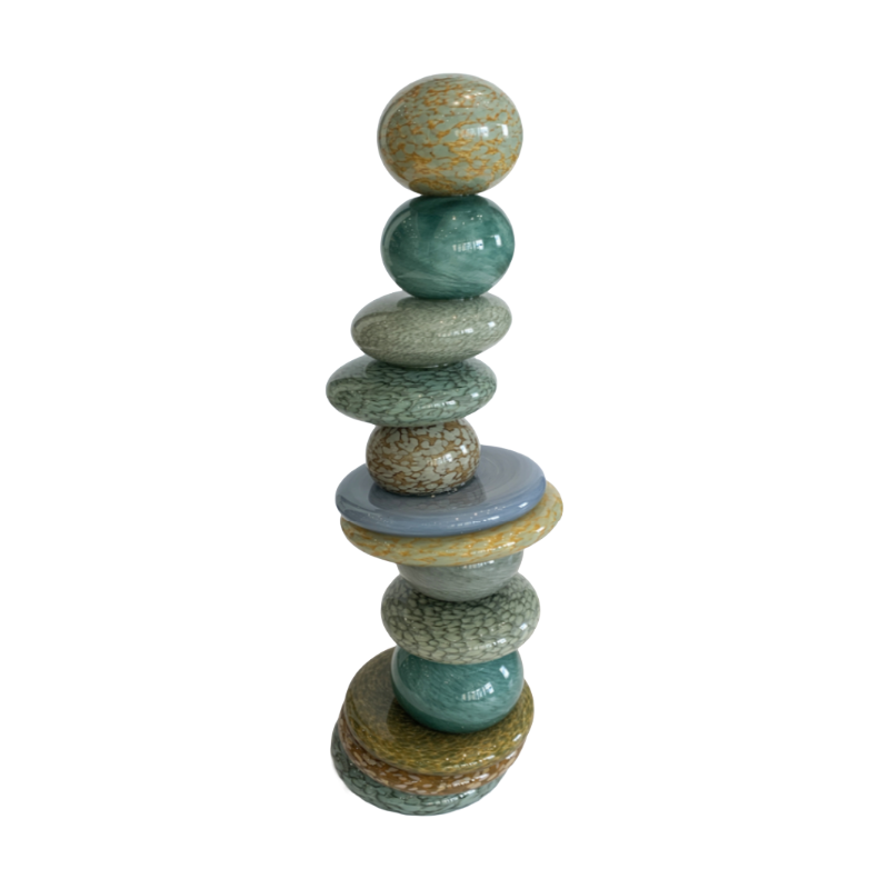 POHACU STACKED 13 STONE GLASS SCULPTURE