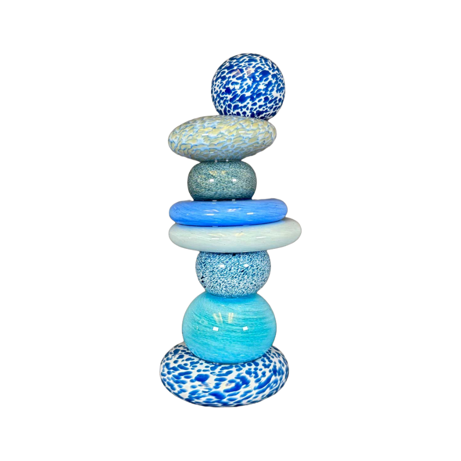 POHACU STACKED 8 STONE GLASS SCULPTURE
