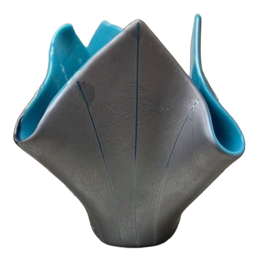 BLUE ON STEEL VASE