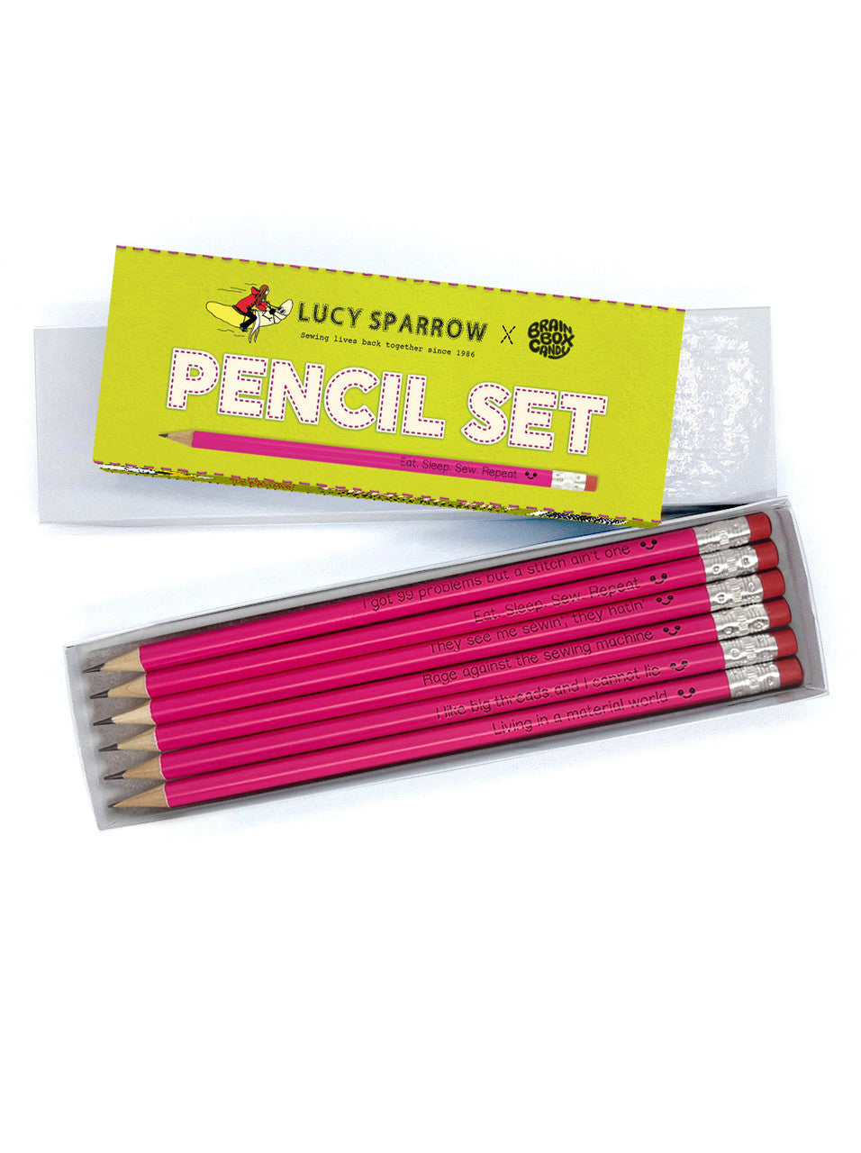 BRAINBOX CANDY X LUCY SPARROW SEW YOUR SOUL PENCIL SET