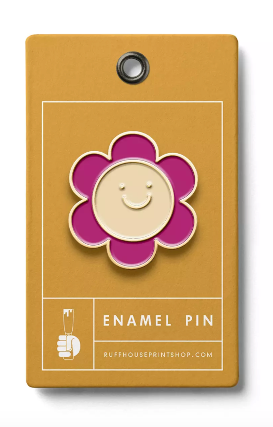 SMILING FLOWER ENAMEL PIN