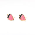 18K GOLD STRAWBERRY ENAMEL EARRINGS