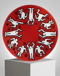 KEITH HARING "WHITE ON RED" PORCELAIN PLATE