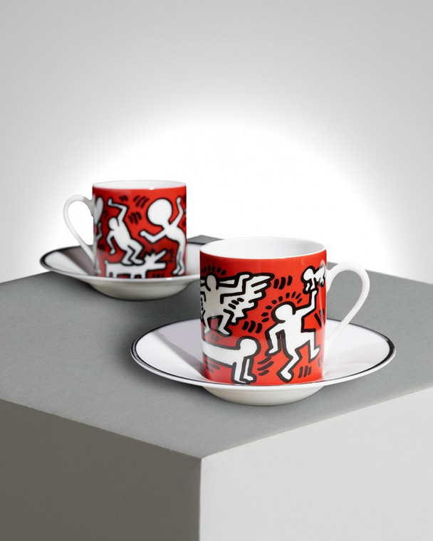 KEITH HARING "WHITE ON RED" ESPRESSO SET