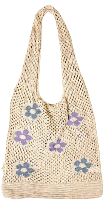 FLORAL CROCHET SLOUCHY MARKET BAG