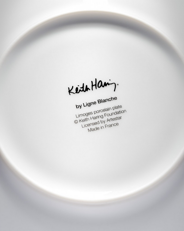 KEITH HARING "WHITE ON RED" PORCELAIN PLATE