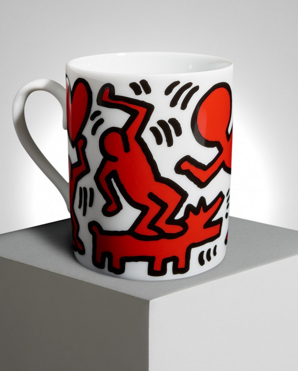 KEITH HARING "RED ON WHITE" PORCELAIN MUG