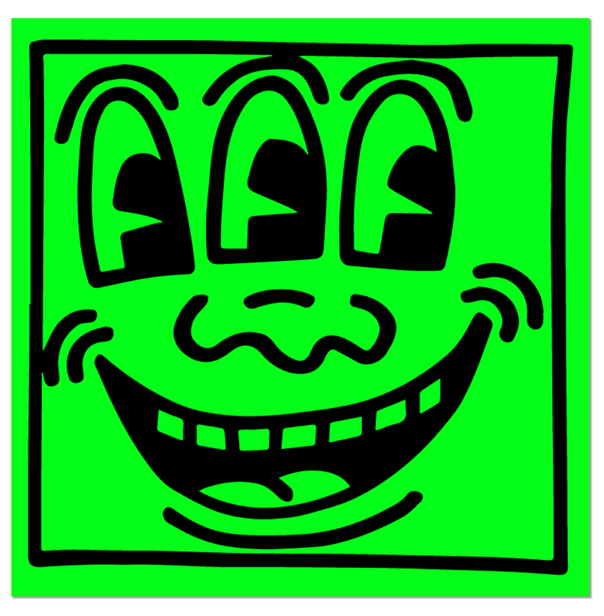 THREE-EYED FACE BY KEITH HARING STICKER