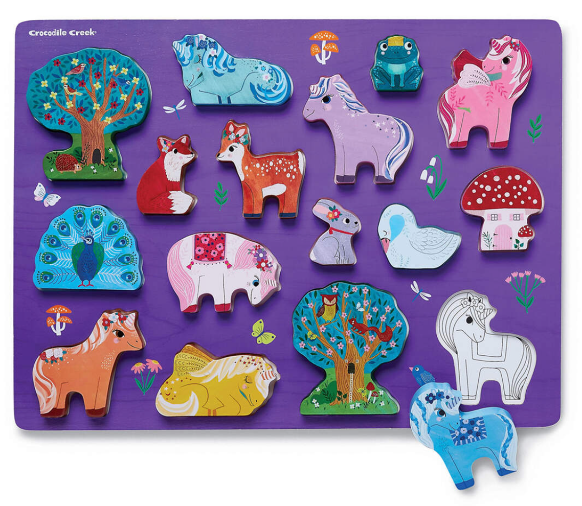 UNICORN GARDEN WOODEN 16 PC PUZZLE