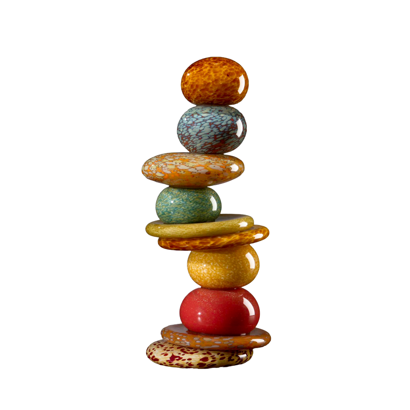 POHACU STACKED 10 STONE GLASS SCULPTURE