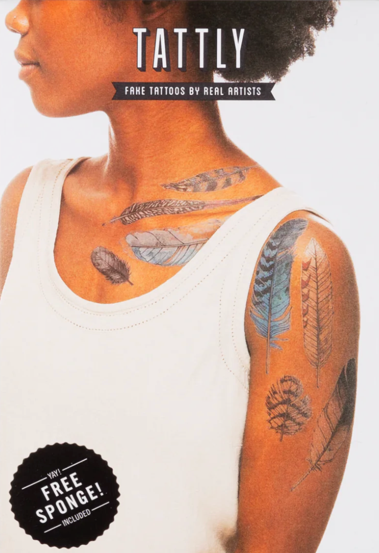 WATERCOLOR FEATHER TATTOO SET