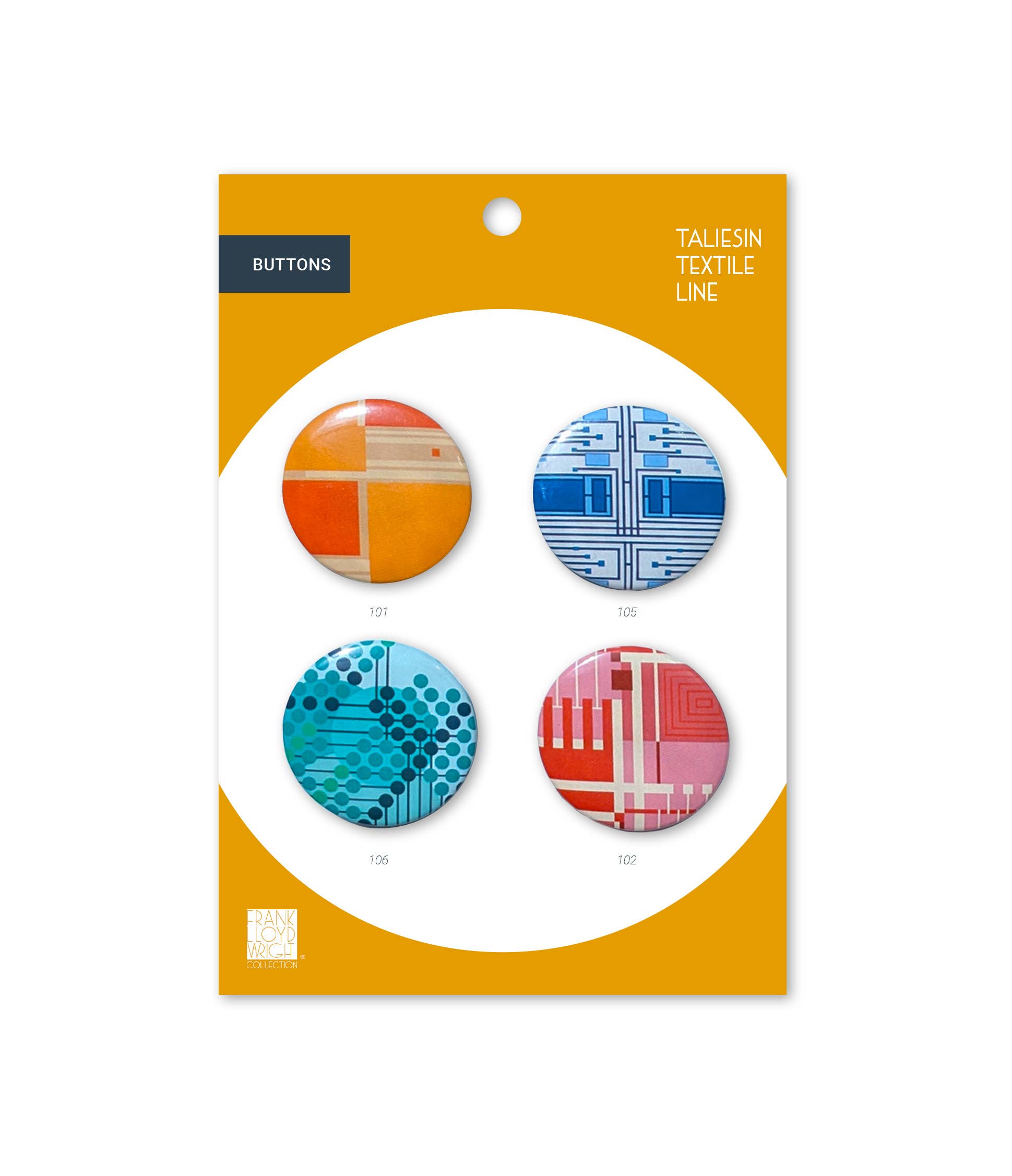 FRANK LLOYD WRIGHT TEXTILE LINES BUTTON SET OF 4